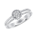 Round Diamond Pave Set Cluster Beaded Ring