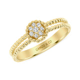 Round Diamond Pave Set Cluster Beaded Ring