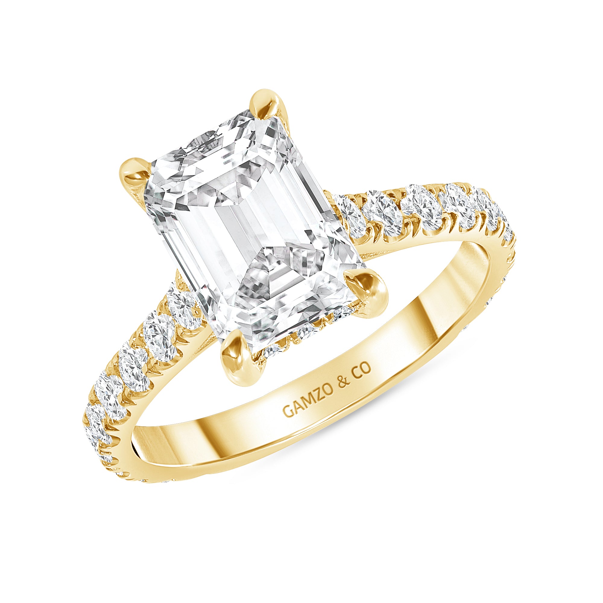 Yellow Gold Emerald Cut Diamond Engagement Ring