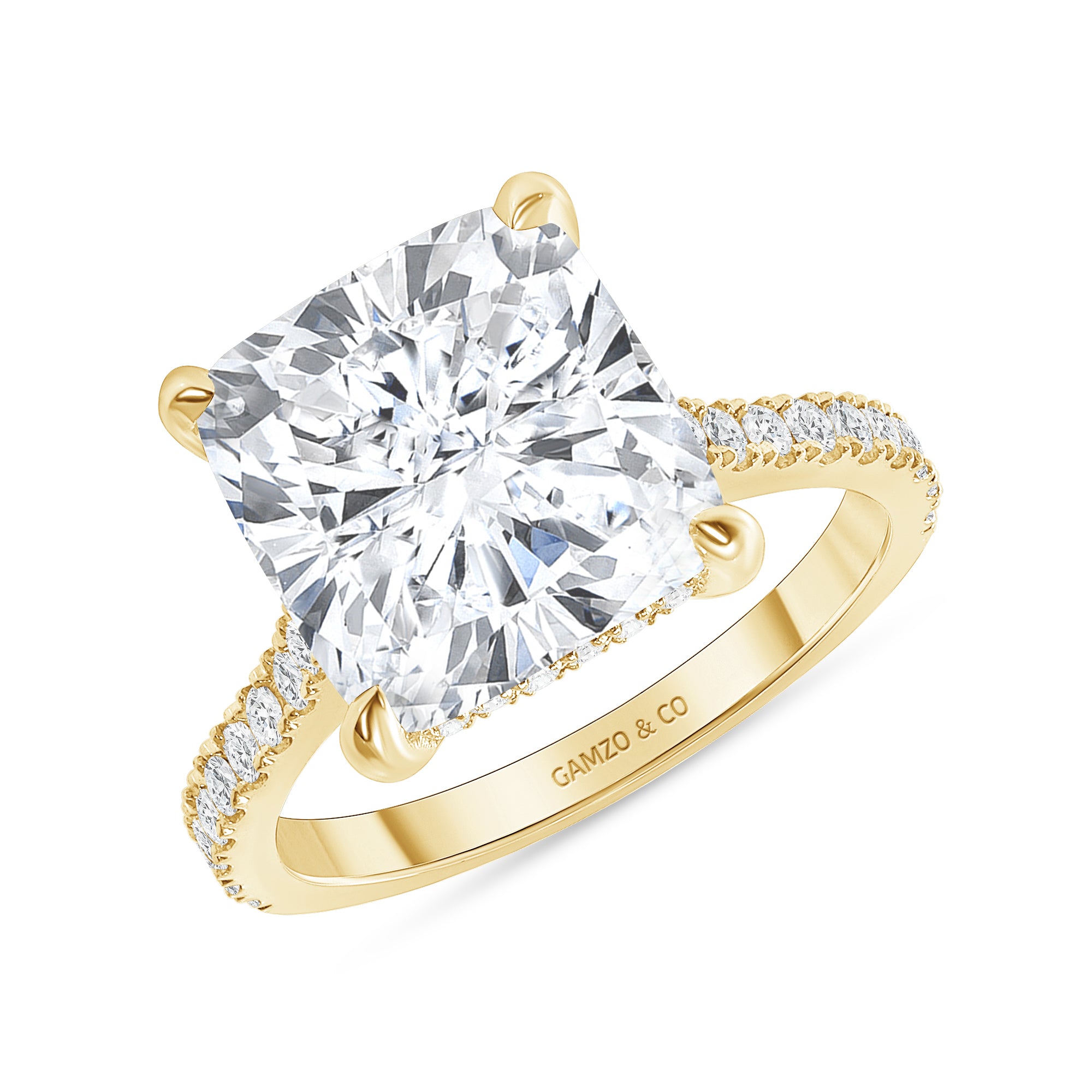 gold cushion cut diamond