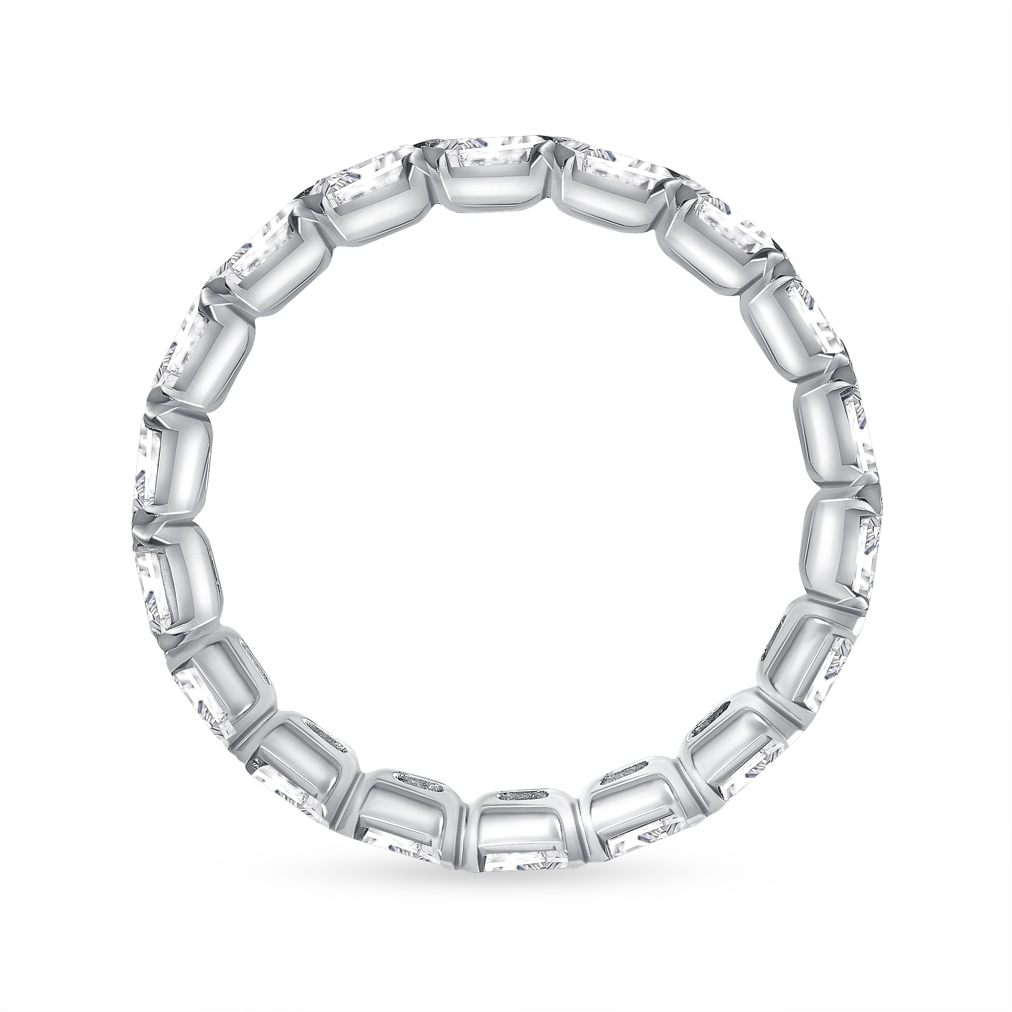Emerald Cut Natural Diamond Eternity Band. East-West