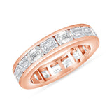 Emerald Cut Natural Diamond Eternity Band - East West Channel Set