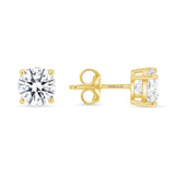 Round Cut Diamond Stud Earrings -  4 Prong Push Back