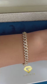 2 Carat 14k Gold Natural Diamond Cuban Bracelet, Iced Out Cuban, VS Clarity