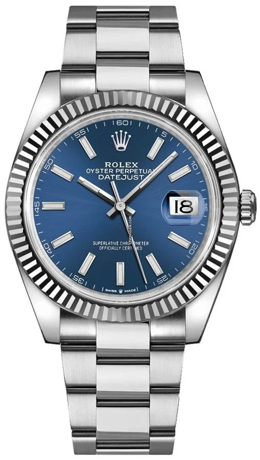 Rolex Datejust 41mm Fluted Bezel Blue Index Dial Oyster - 126334 - Brand New 2024