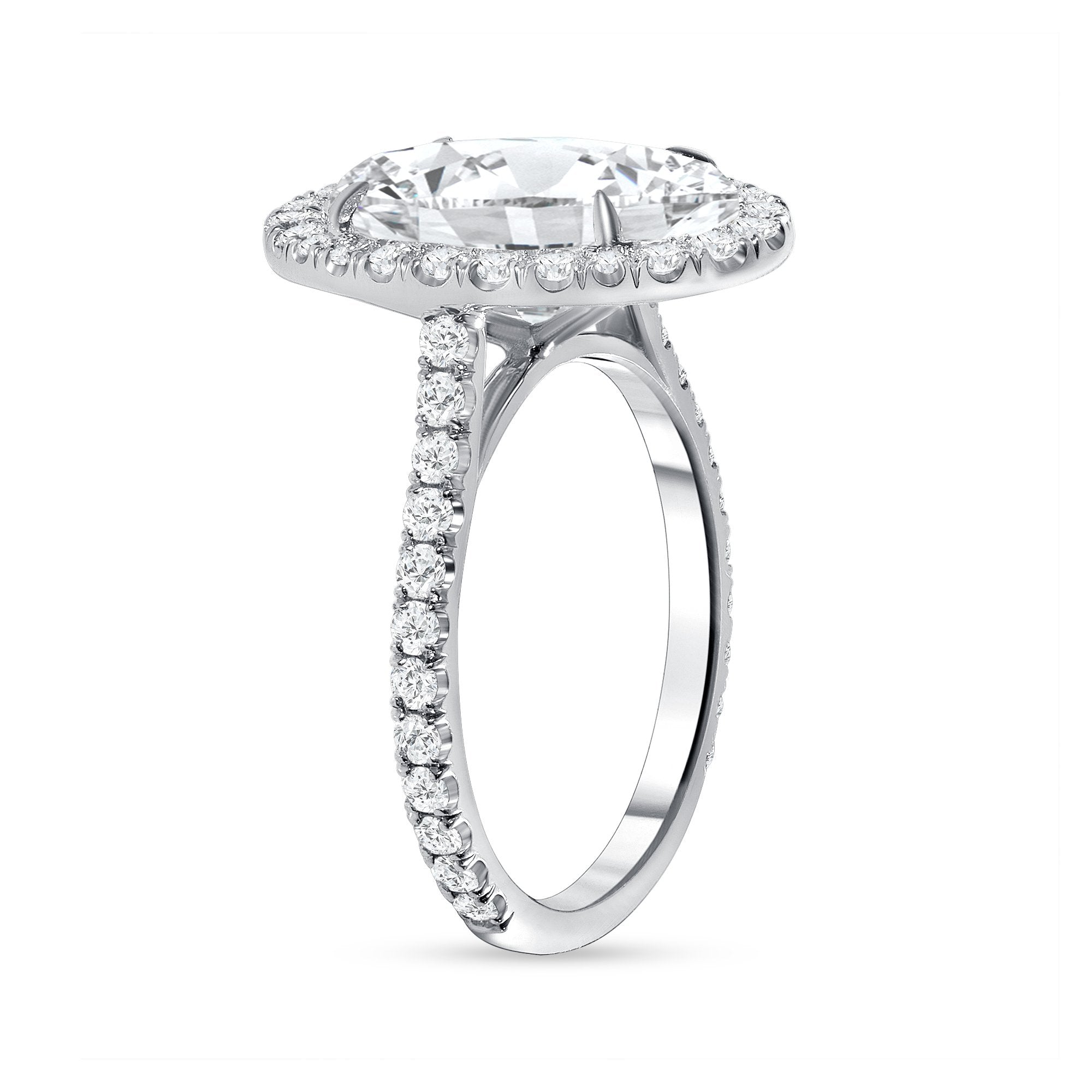 White Gold Oval Diamond Halo Ring