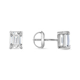 Emerald Diamond Earrings - 4 Prong Screw Back Setting