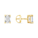 Emerald Diamond Earrings - 4 Prong Screw Back Setting