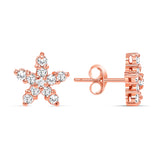 Round Diamond Star Shape Stud Earrings Set - Push Back