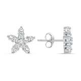 Round Diamond Star Shape Stud Earrings Set - Push Back
