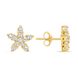 Round Diamond Star Shape Stud Earrings Set - Push Back