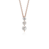Graduated Diamond Pendant, Round Diamond Necklace, 1 Carat 3 Stone Necklace