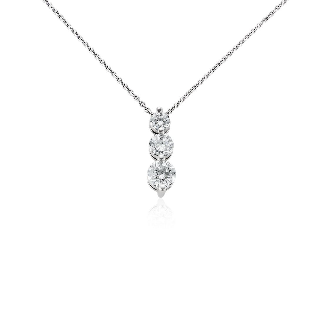 Graduated Diamond Pendant, Round Diamond Necklace, 1 Carat 3 Stone Necklace
