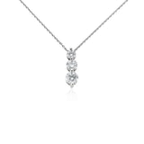 Graduated Diamond Pendant, Round Diamond Necklace, 1 Carat 3 Stone Necklace