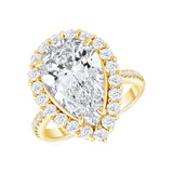 Yellow Gold Pear Shape Diamond Halo Engagement Ring