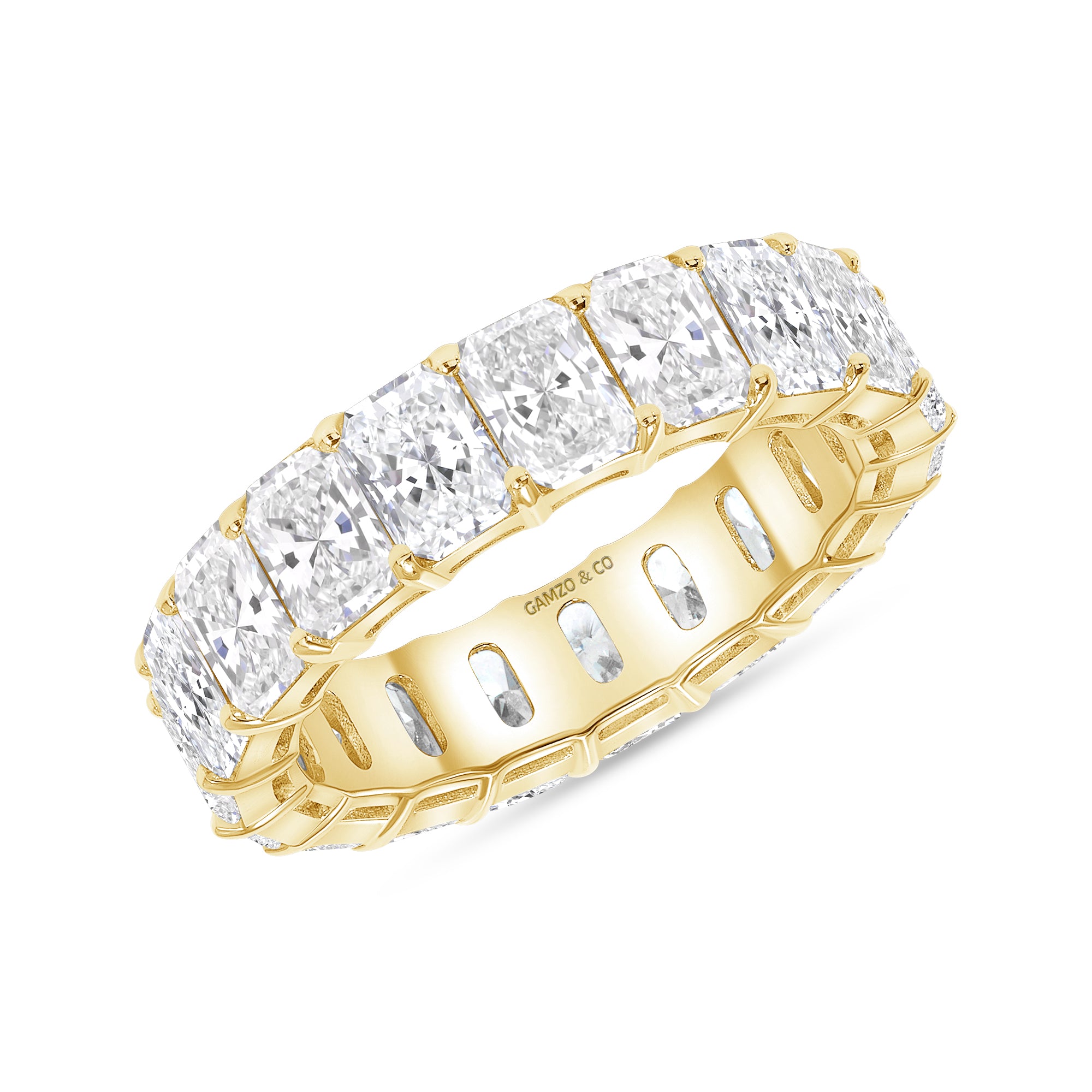 Yellow Gold Radiant Cut Diamond Eternity Band