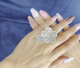 Gold Flower Natural Diamond Engagement Ring, Statement Ring