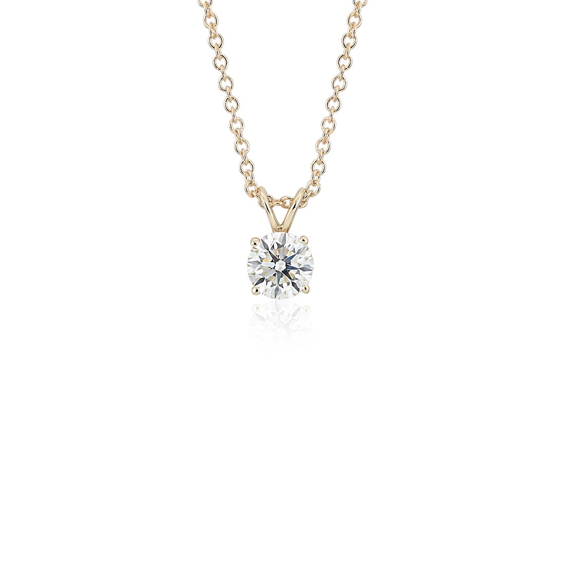 Round Solitaire Pendant Necklace, 14k Diamond Necklace