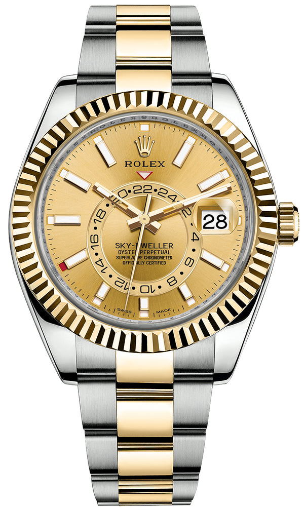 Rolex Sky-Dweller 42mm Two-Tone Yellow Gold Champagne Dial Oyster - 336933 - Brand New 2024