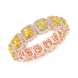 Rose Gold Fancy Yellow Cushion Cut Diamond Eternity Band