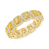 Yellow Gold Fancy Yellow Cushion Cut Diamond Eternity Band