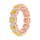 Rose Gold Fancy Yellow Cushion Cut Diamond Eternity Band
