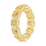 Gold Fancy Yellow Cushion Cut Diamond Eternity Band