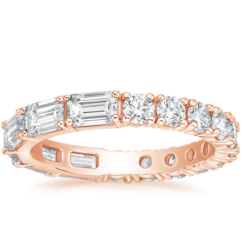 Half Round Half Emerald Natural Diamond Eternity Band