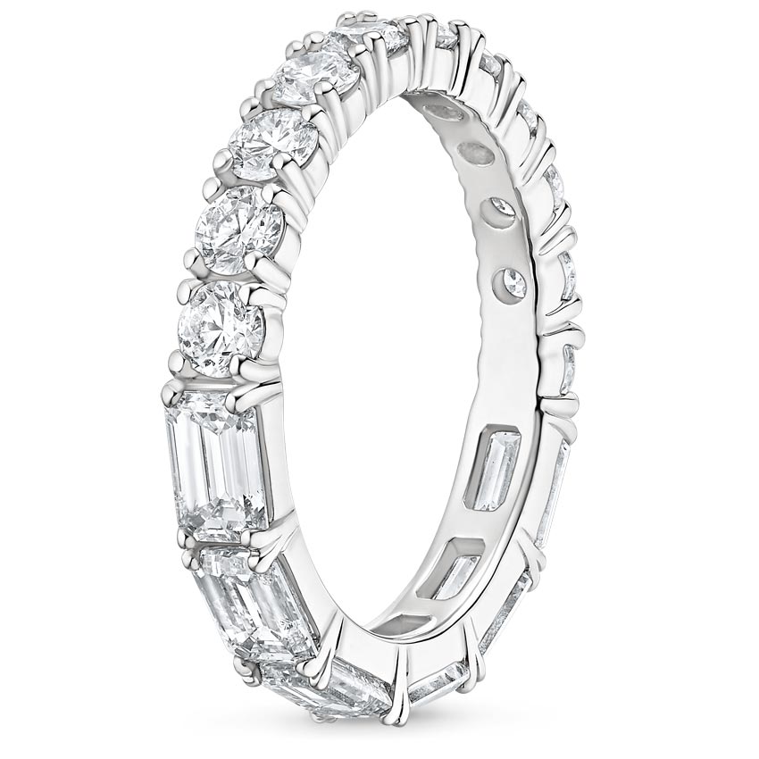 Half Round Half Emerald Natural Diamond Eternity Band