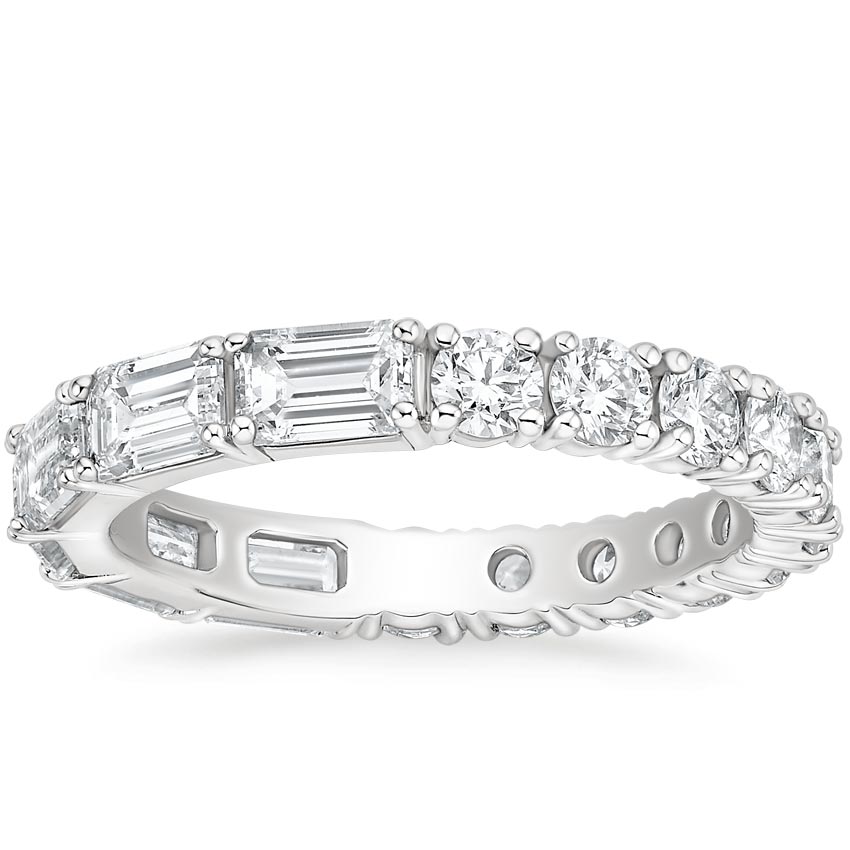 Half Round Half Emerald Natural Diamond Eternity Band