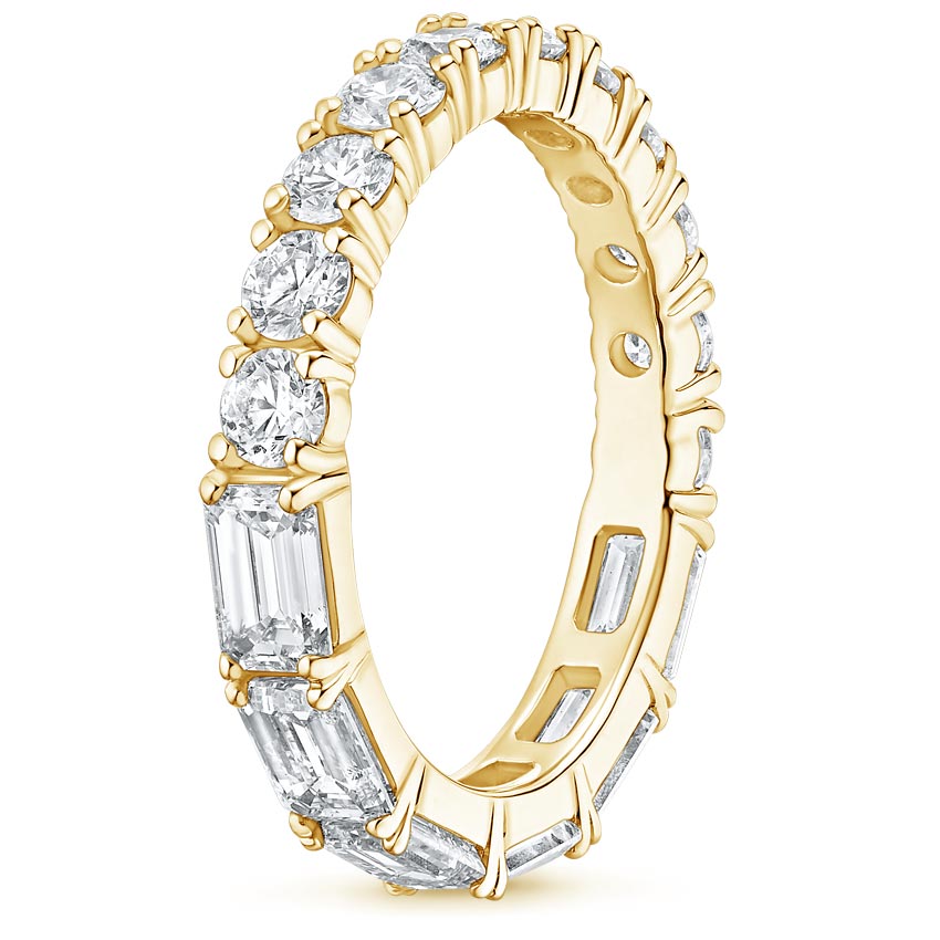 Half Round Half Emerald Natural Diamond Eternity Band