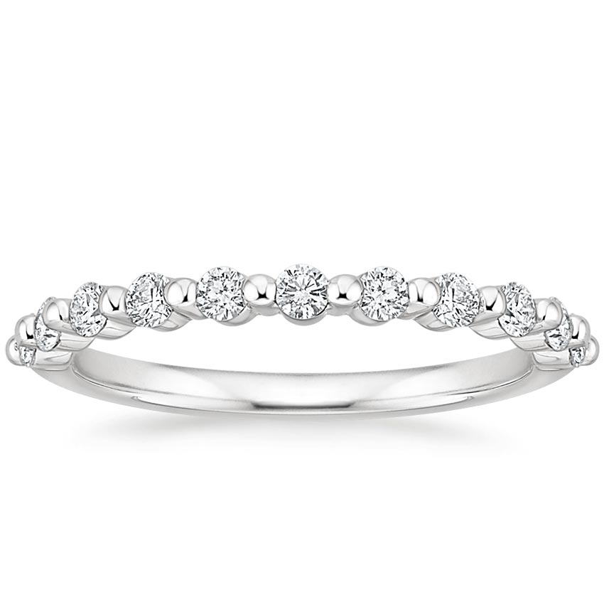 Round Cut Natural Diamond Floating Eternity Band, Half-way Diamond Ring