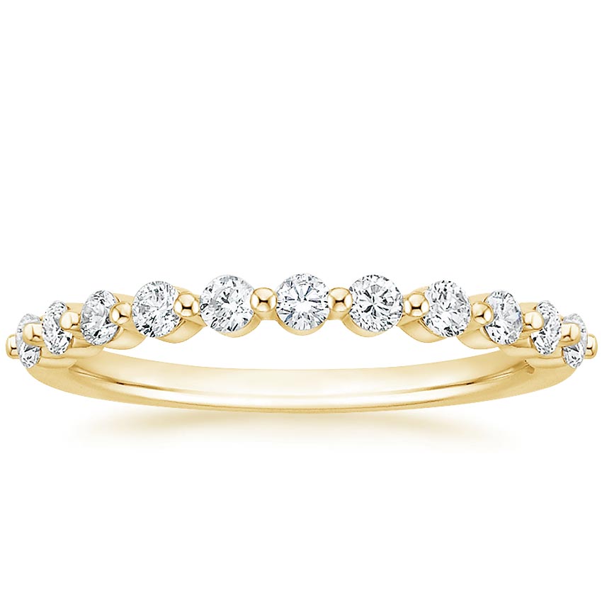 Round Cut Natural Diamond Floating Eternity Band, Half-way Diamond Ring