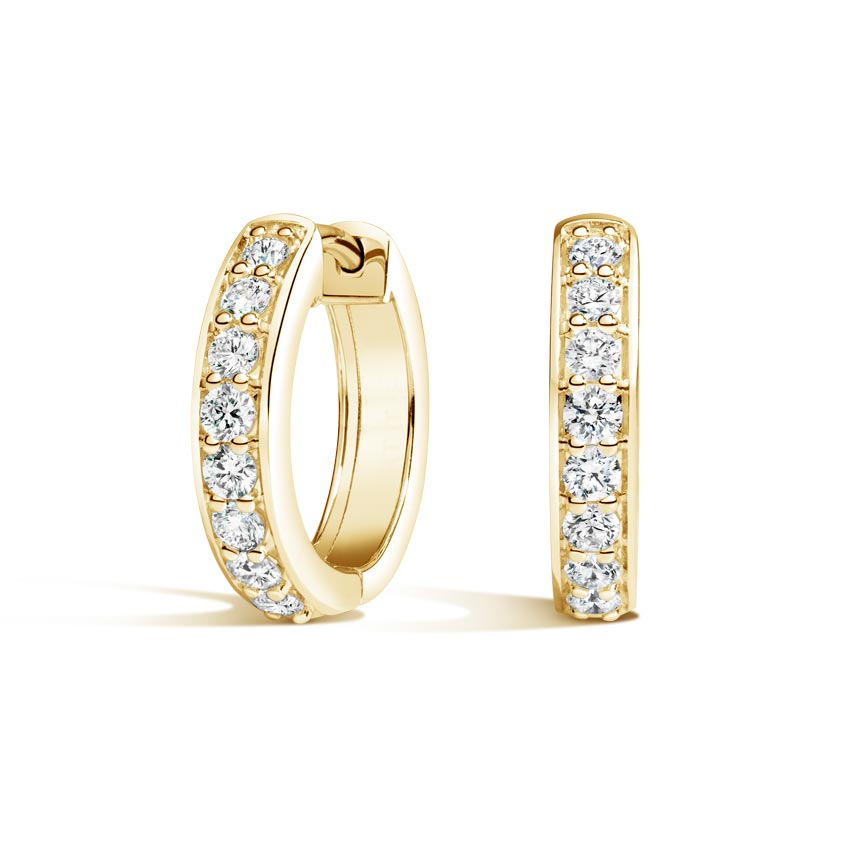 18k Gold Natural Diamond Huggie Earrings