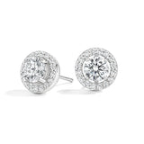 Round Cut Natural Diamond Halo Stud Earrings