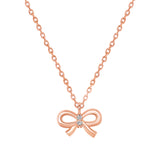 Round Diamond Ribbon Pendant Necklace