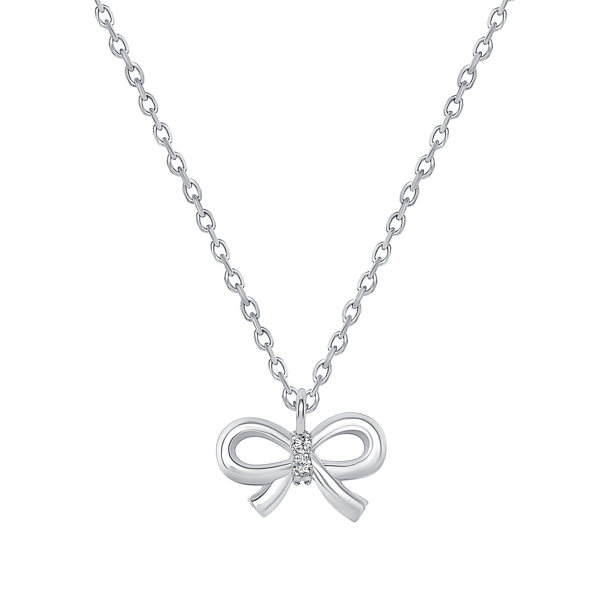 Round Diamond Ribbon Pendant Necklace