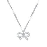 Round Diamond Ribbon Pendant Necklace