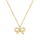 Round Diamond Ribbon Pendant Necklace