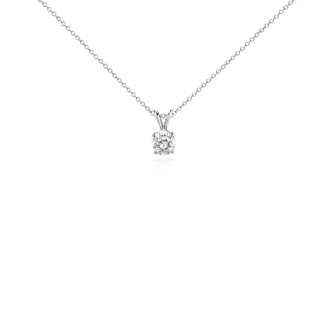 Round Solitaire Pendant Necklace, 14k Diamond Necklace