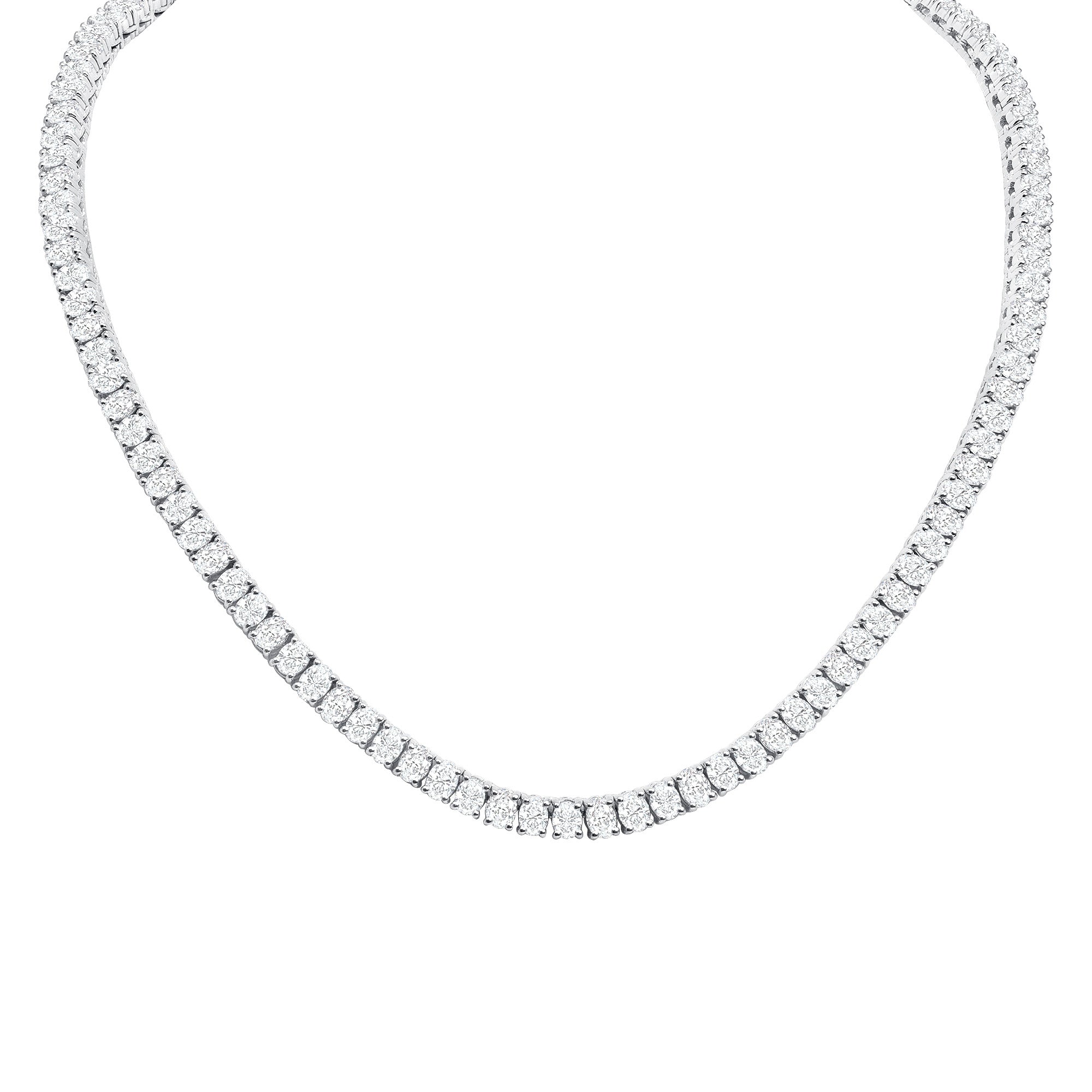 18k Gold Oval Cut Diamond Tennis Necklace