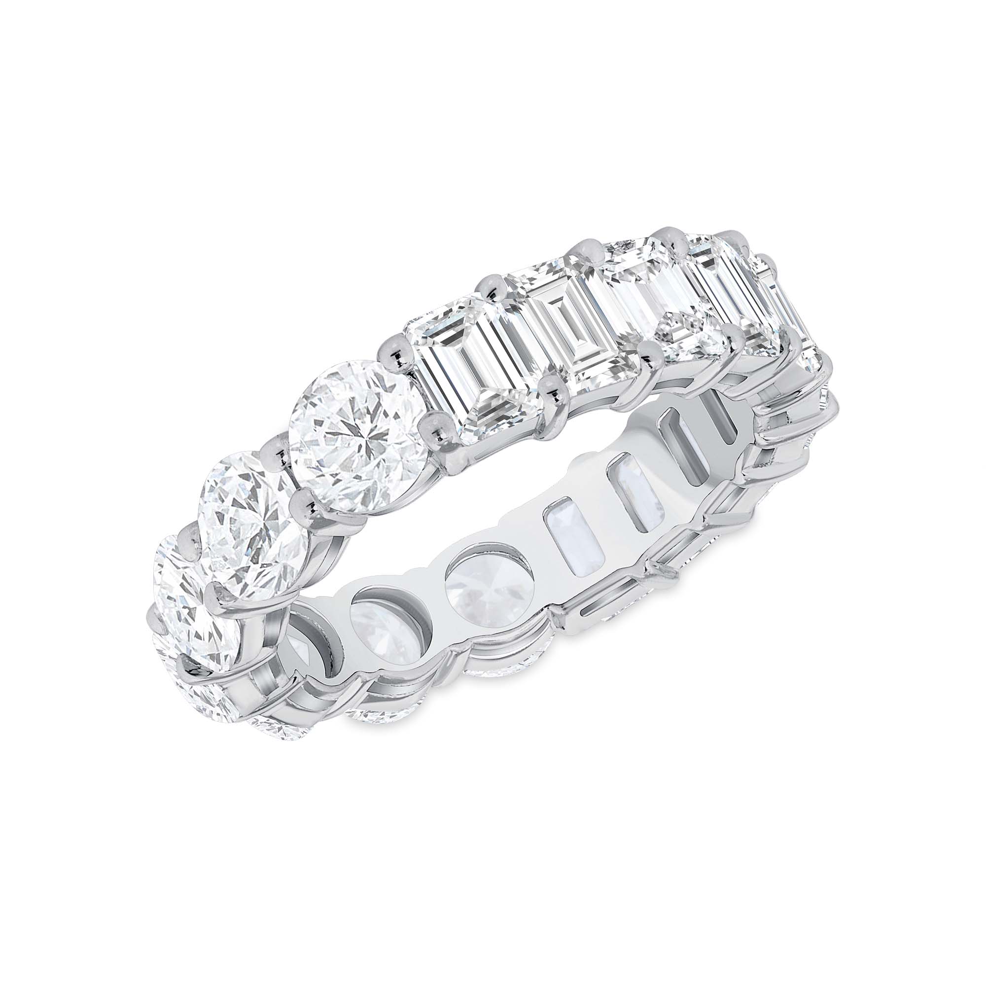 Half Round Half Emerald Natural Diamond Eternity Band