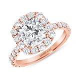 Rose Gold Cushion Cut Diamond Halo Ring