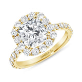 gold cushion cut halo diamond ring