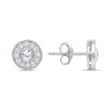 0.40cttw Round Cut Natural Diamond Halo Stud Earrings - Push-Backs