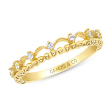 Round Diamond Crown Beaded Ring