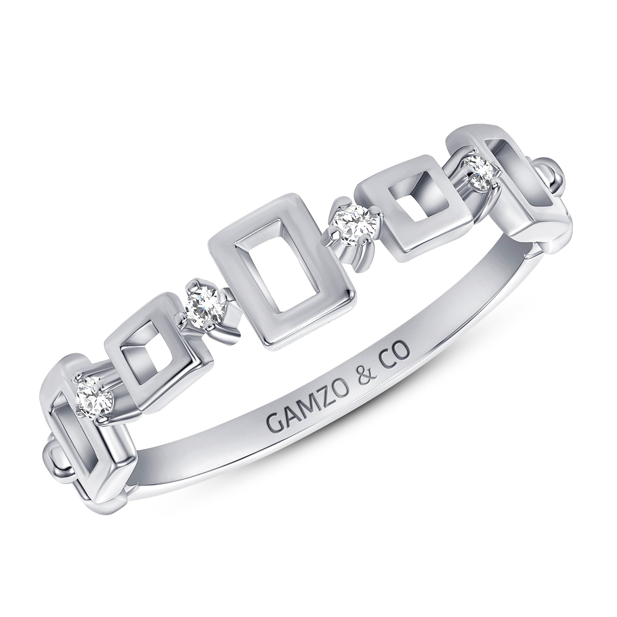 White Gold Squared Beauty Ring