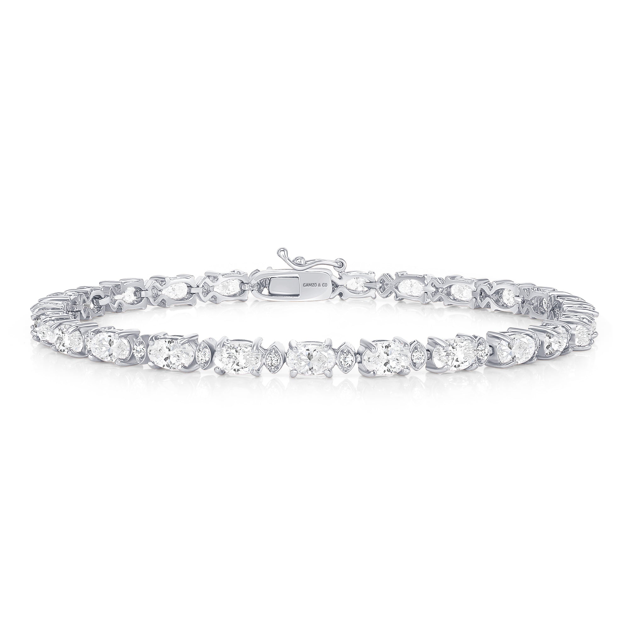 Natural Oval Diamond Tennis Bracelet - East-West