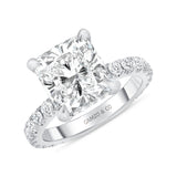 Radiant Cut Natural Diamond Engagement Ring. Hidden Halo (GIA Certified)