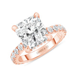 Radiant Cut Natural Diamond Engagement Ring. Hidden Halo (GIA Certified)